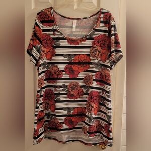 LuLaRoe Classic T Floral Striped 2X